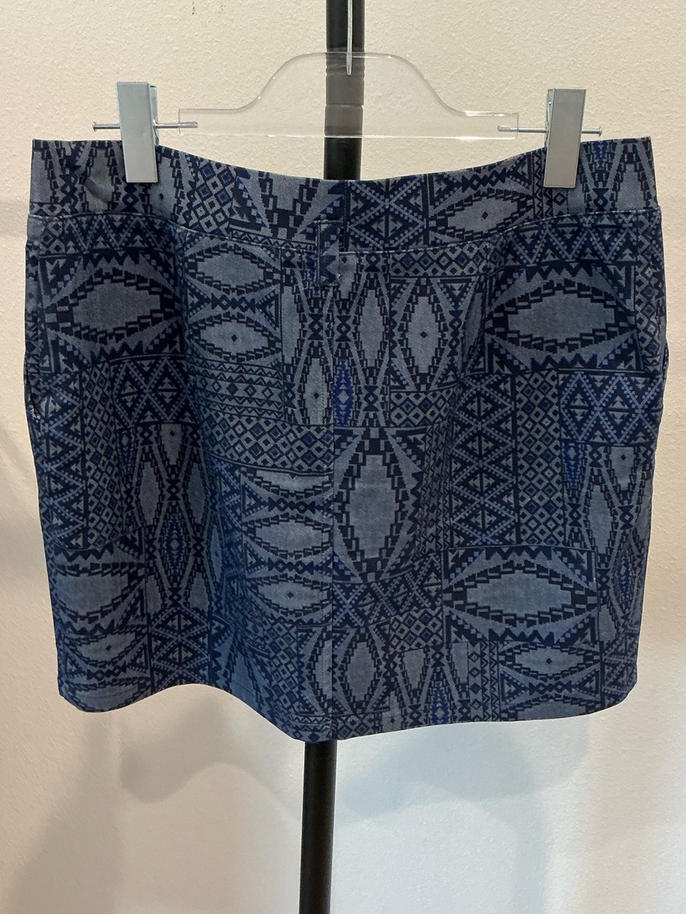 Cache Navy Patterned Button-Front Mini Skirt 42 Large - Picture 2 of 5